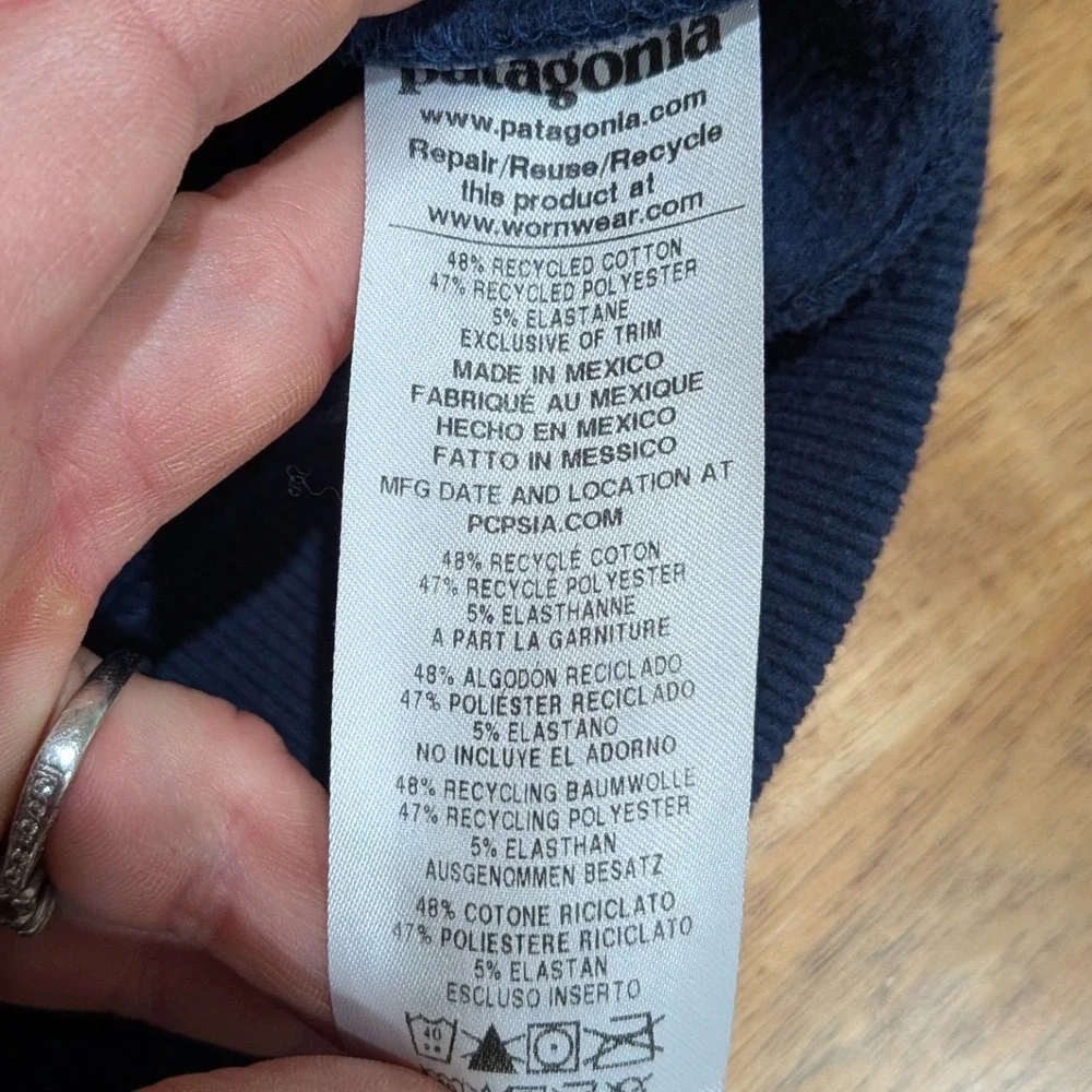 Patagonia Mens P-6 Logo Uprisal Hoody S Navy Sweatshirt Recycled Materials